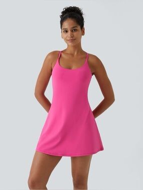 NWT HALARA Hot Pink SoftlyZero Plush Backless Dress Medium Long